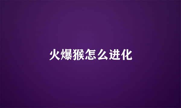 火爆猴怎么进化