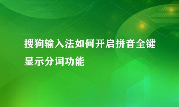 搜狗输入法如何开启拼音全键显示分词功能