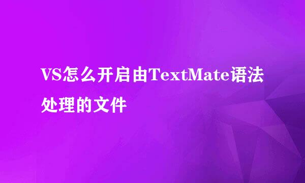 VS怎么开启由TextMate语法处理的文件