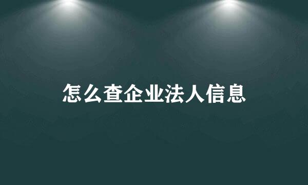 怎么查企业法人信息