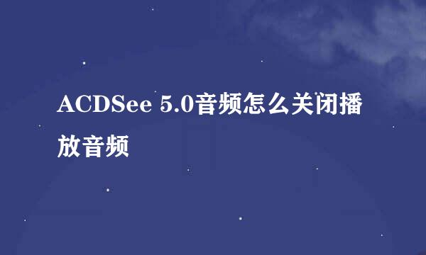 ACDSee 5.0音频怎么关闭播放音频