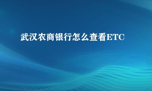 武汉农商银行怎么查看ETC