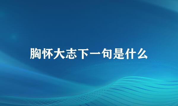 胸怀大志下一句是什么