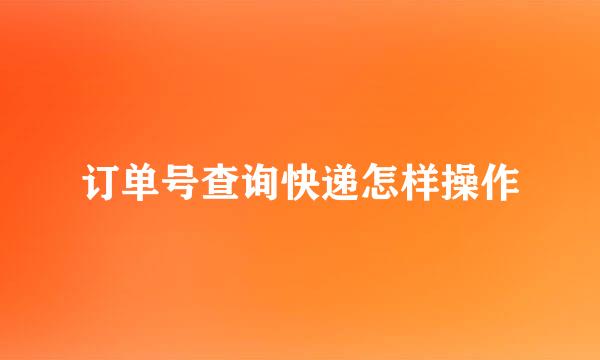 订单号查询快递怎样操作