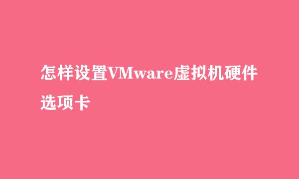 怎样设置VMware虚拟机硬件选项卡