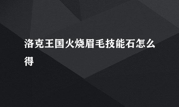 洛克王国火烧眉毛技能石怎么得