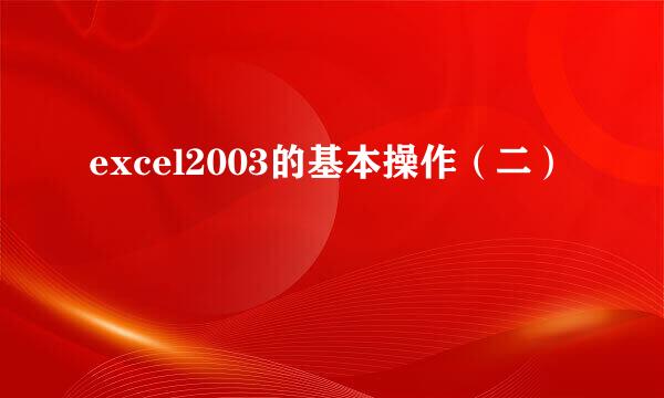 excel2003的基本操作（二）