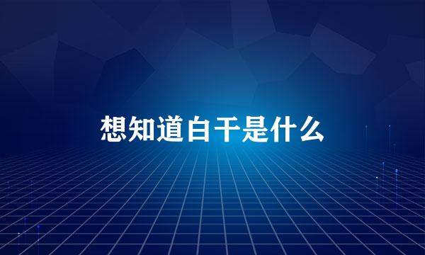 想知道白干是什么