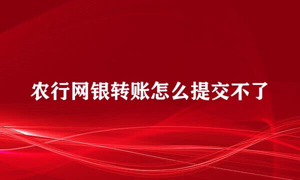 农行网银转账怎么提交不了
