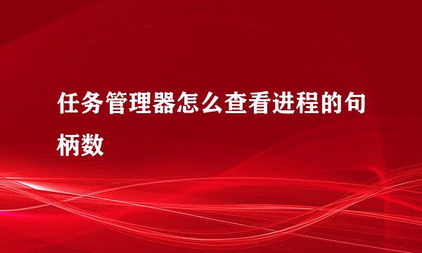 任务管理器怎么查看进程的句柄数
