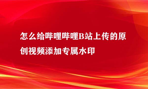 怎么给哔哩哔哩B站上传的原创视频添加专属水印