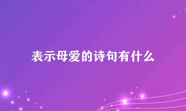 表示母爱的诗句有什么