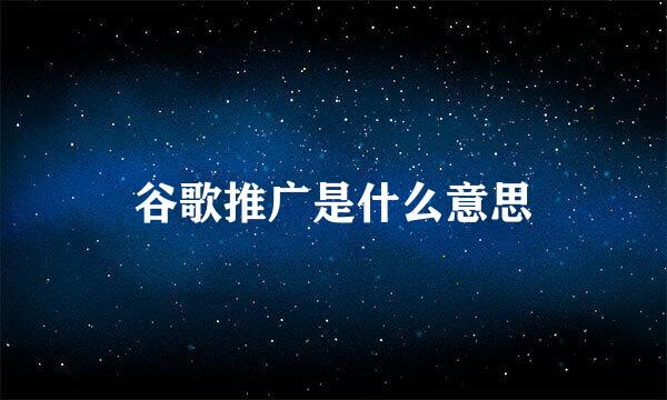 谷歌推广是什么意思