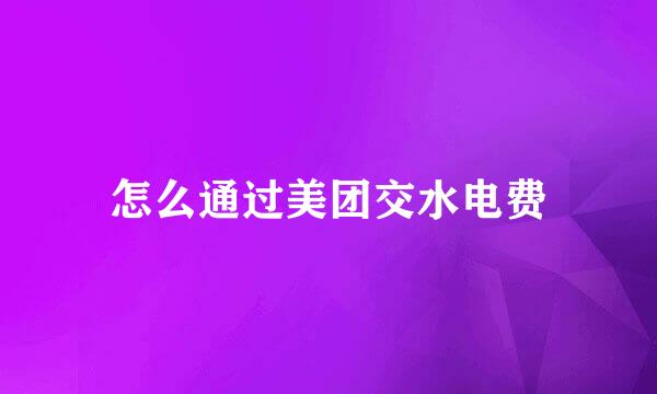 怎么通过美团交水电费