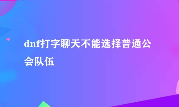 dnf打字聊天不能选择普通公会队伍