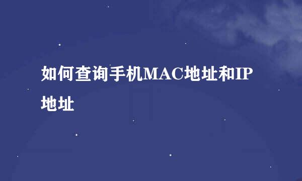 如何查询手机MAC地址和IP地址