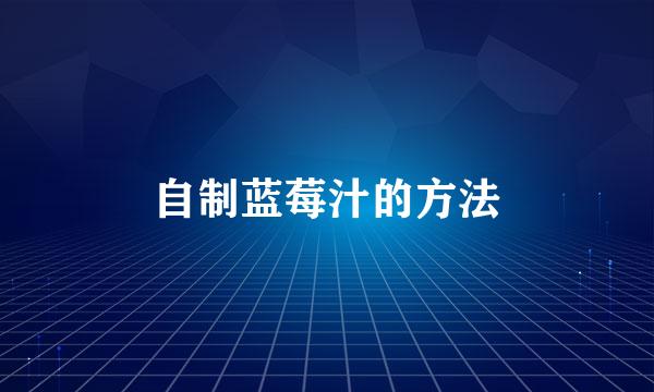 自制蓝莓汁的方法