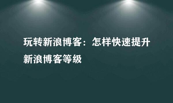 玩转新浪博客：怎样快速提升新浪博客等级