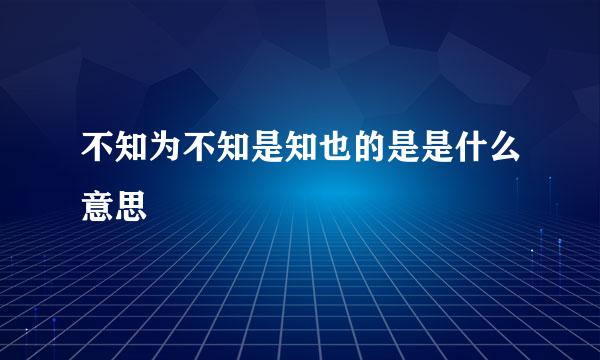 不知为不知是知也的是是什么意思