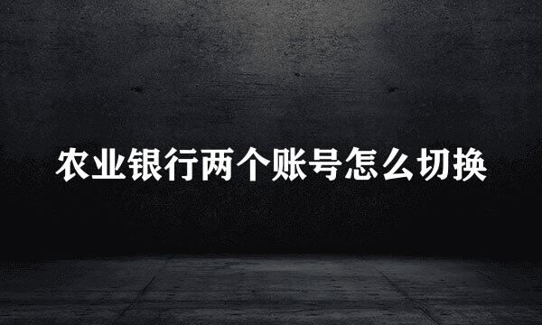 农业银行两个账号怎么切换