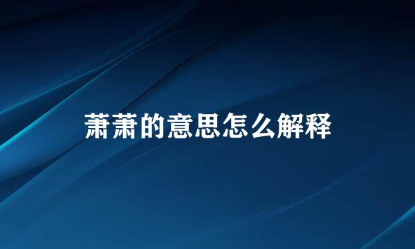 萧萧的意思怎么解释