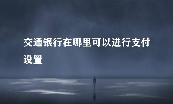 交通银行在哪里可以进行支付设置