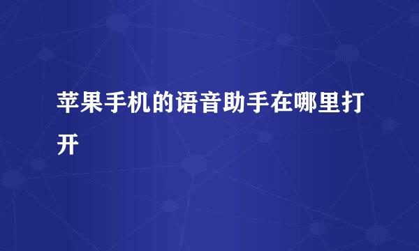 苹果手机的语音助手在哪里打开