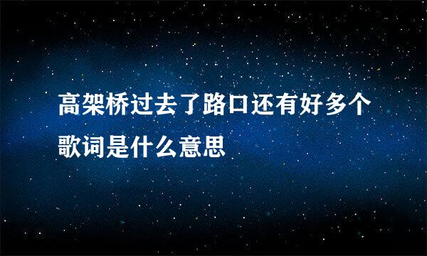 高架桥过去了路口还有好多个歌词是什么意思