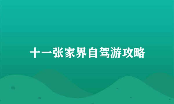 十一张家界自驾游攻略