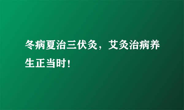 冬病夏治三伏灸，艾灸治病养生正当时！