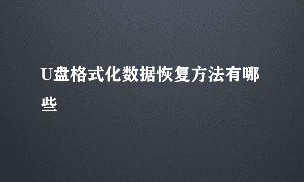U盘格式化数据恢复方法有哪些