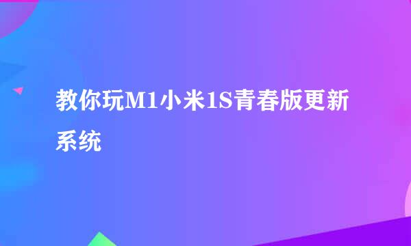 教你玩M1小米1S青春版更新系统