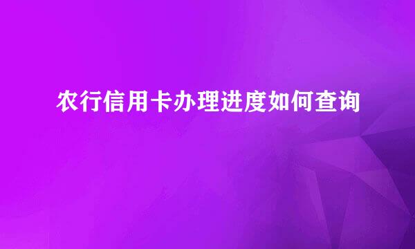 农行信用卡办理进度如何查询