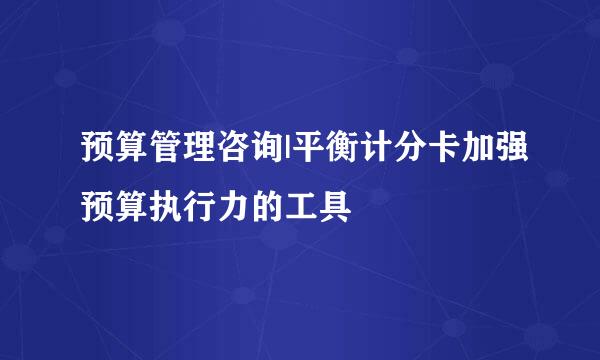 预算管理咨询|平衡计分卡加强预算执行力的工具