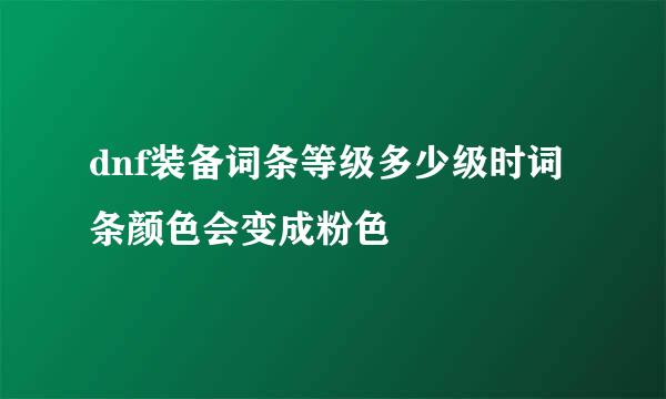 dnf装备词条等级多少级时词条颜色会变成粉色