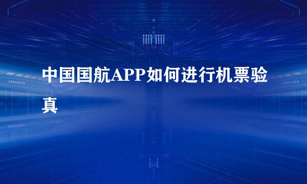 中国国航APP如何进行机票验真