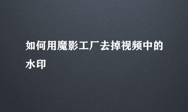 如何用魔影工厂去掉视频中的水印