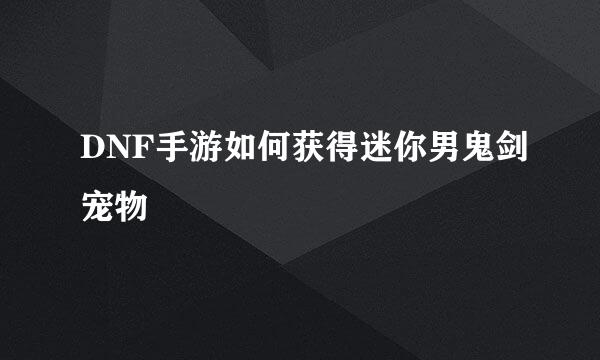 DNF手游如何获得迷你男鬼剑宠物