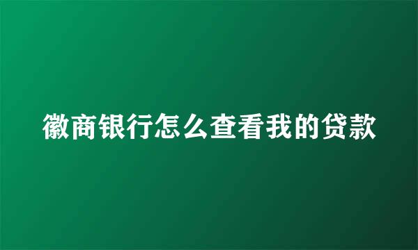 徽商银行怎么查看我的贷款