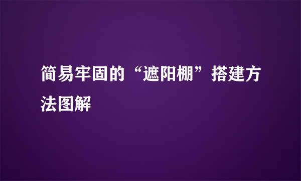 简易牢固的“遮阳棚”搭建方法图解