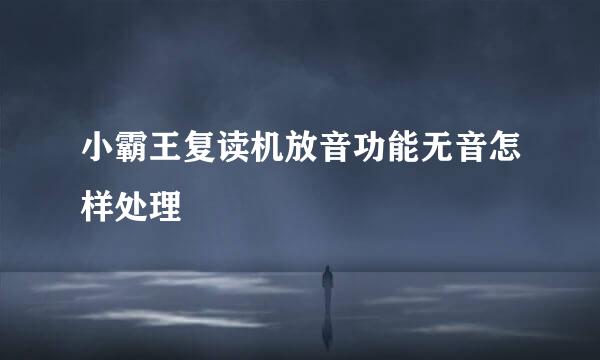 小霸王复读机放音功能无音怎样处理