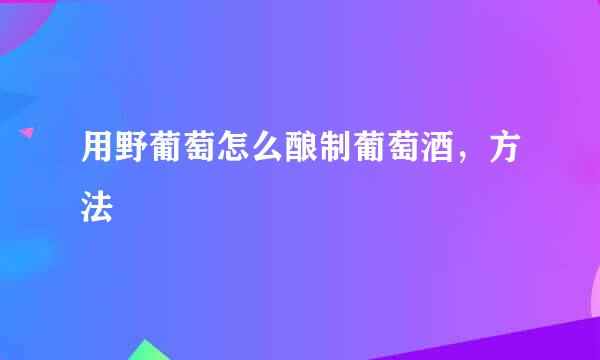 用野葡萄怎么酿制葡萄酒,方法