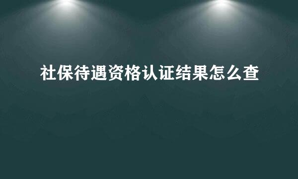 社保待遇资格认证结果怎么查