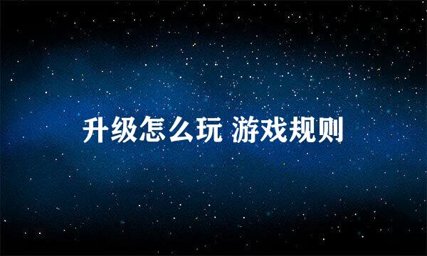 升级怎么玩 游戏规则