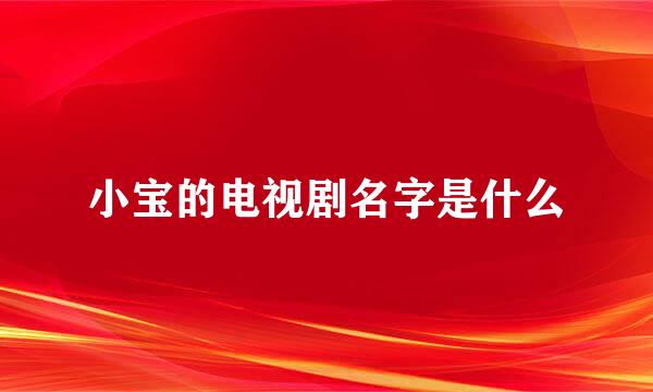 小宝的电视剧名字是什么