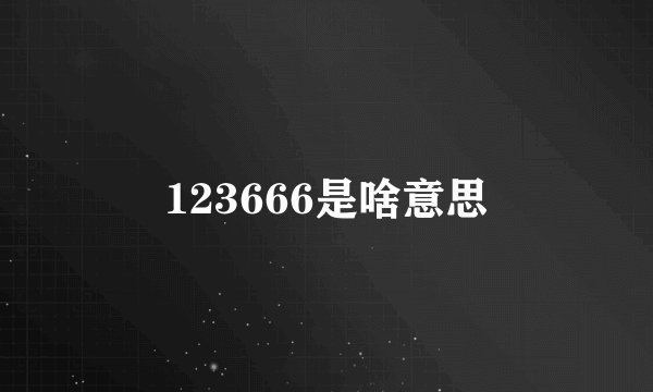 123666是啥意思
