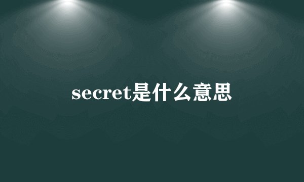 secret是什么意思