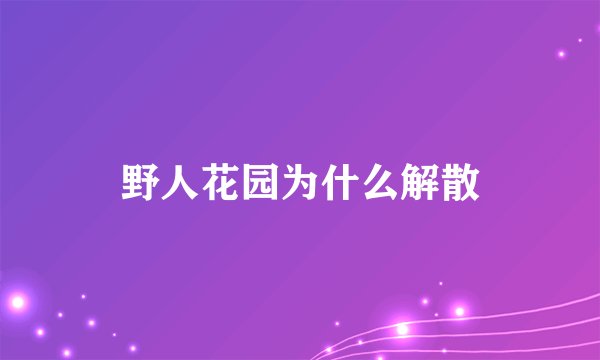 野人花园为什么解散