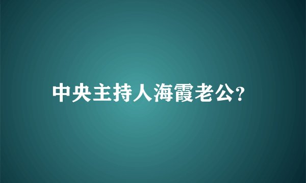 中央主持人海霞老公？