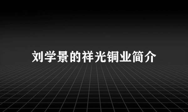 刘学景的祥光铜业简介